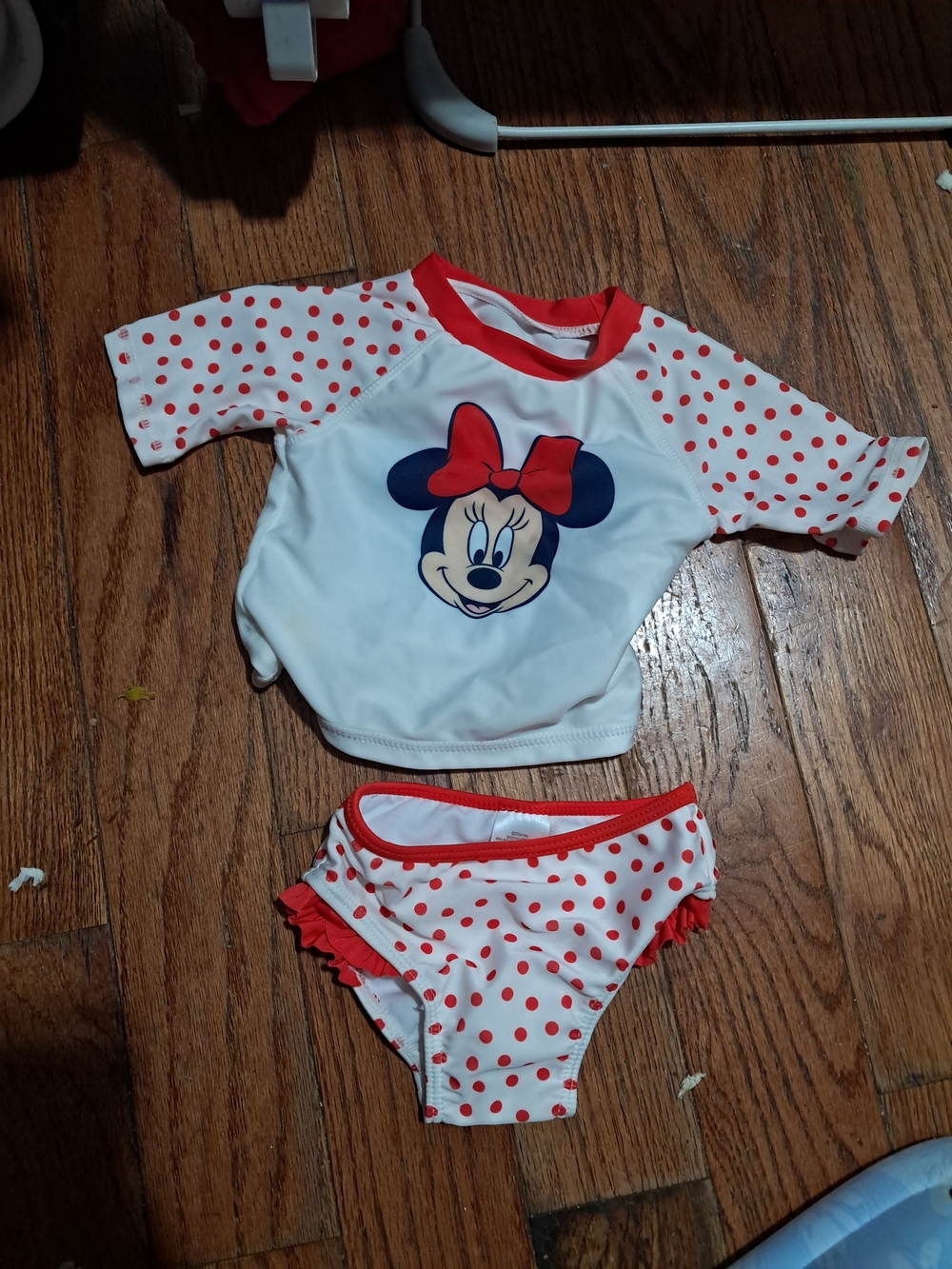 Disney White & Red Minnie Mouse Girls Two-Piece Swim Set